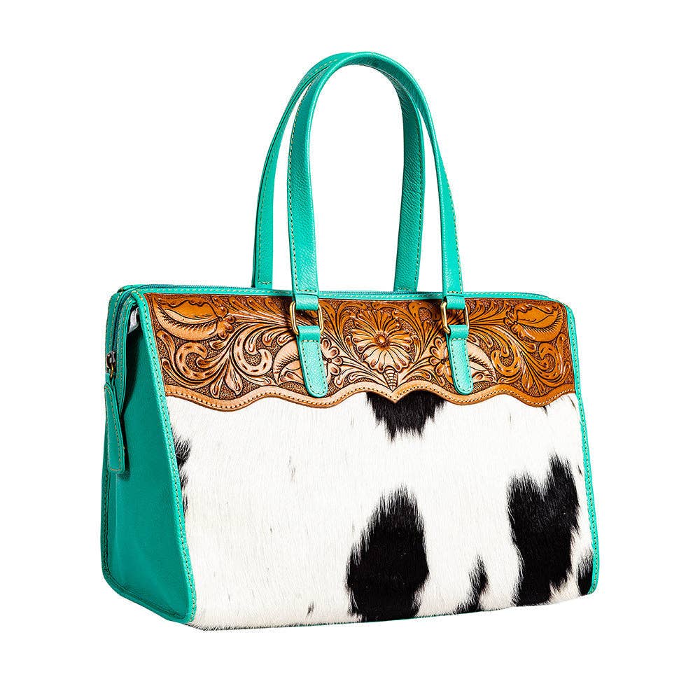 Hand-tooled Handbag in Turquoise