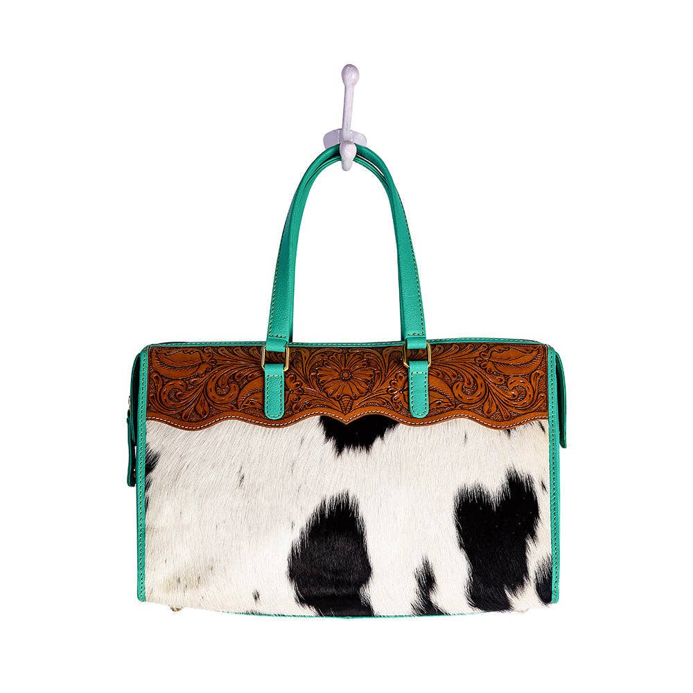 Hand-tooled Handbag in Turquoise