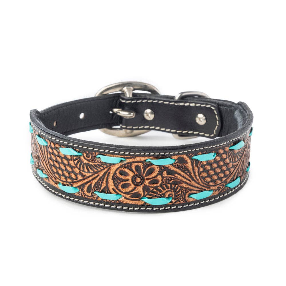 Turquoise Trail Dog Collar Black /Medium