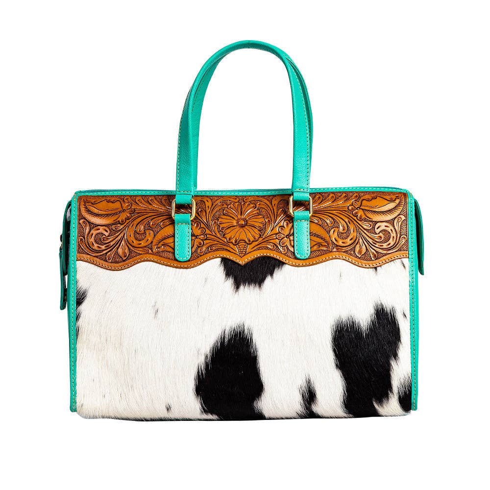 Hand-tooled Handbag in Turquoise