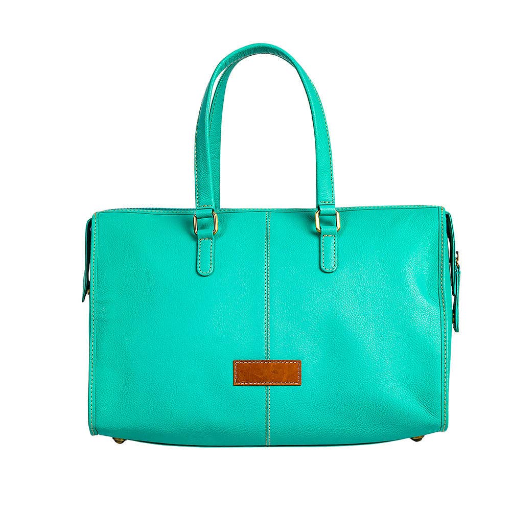 Hand-tooled Handbag in Turquoise