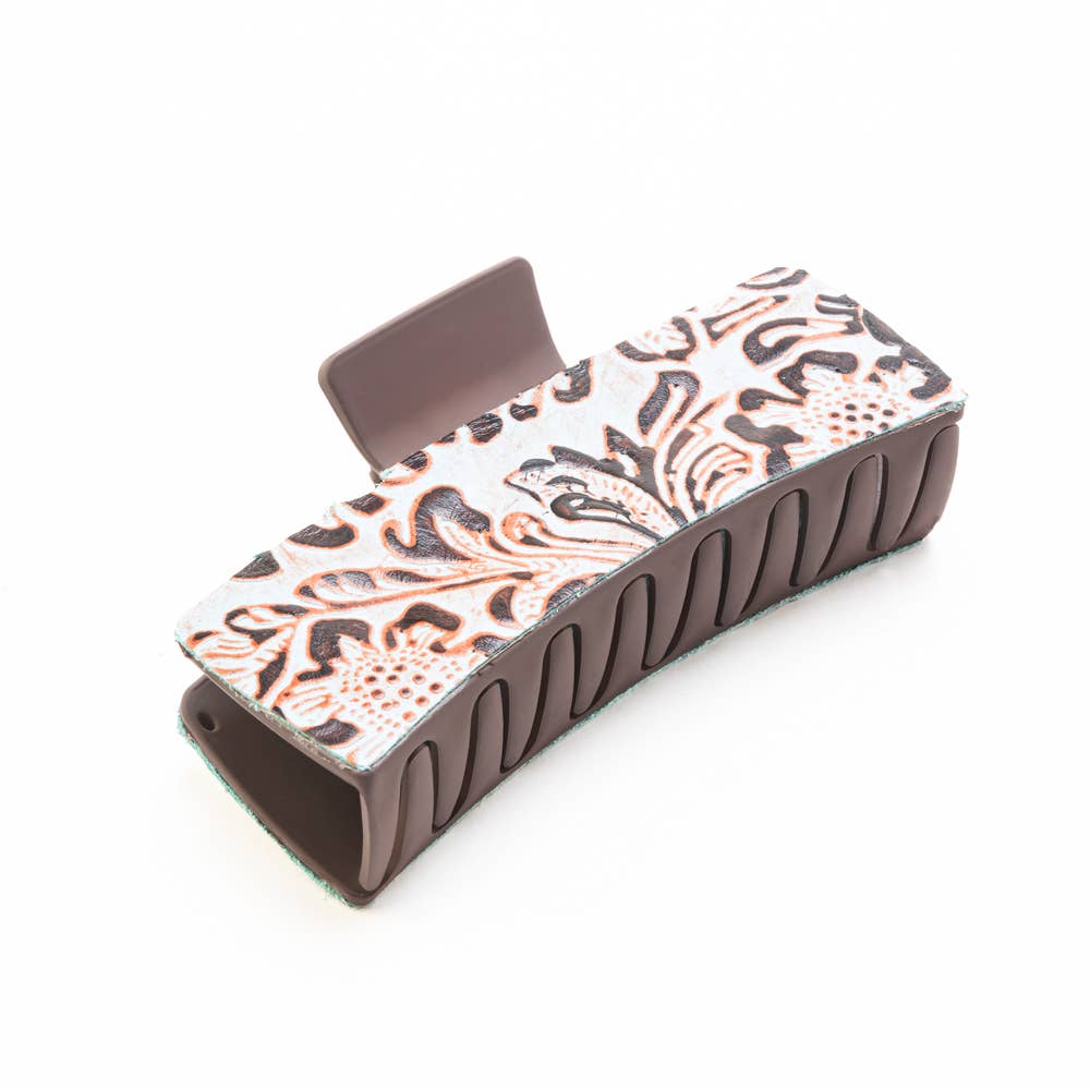 Hair Comb Clip Turquoise-Embossed