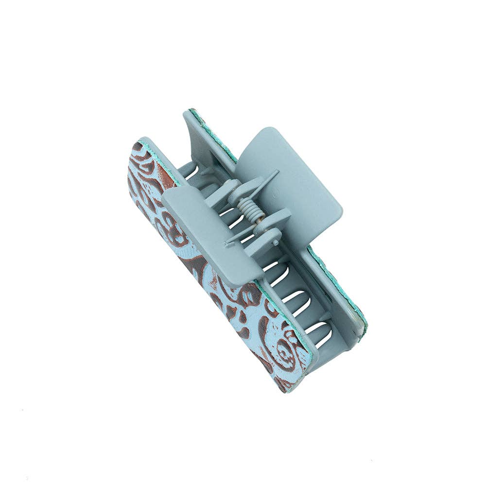 Cactus Ridge Hair Comb Clip: Hand-Tooled